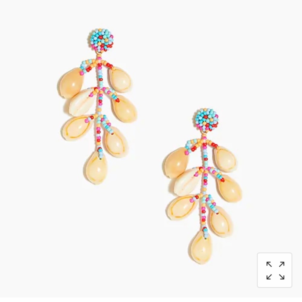 J Crew Factory Beaded Shell Statement Earrings